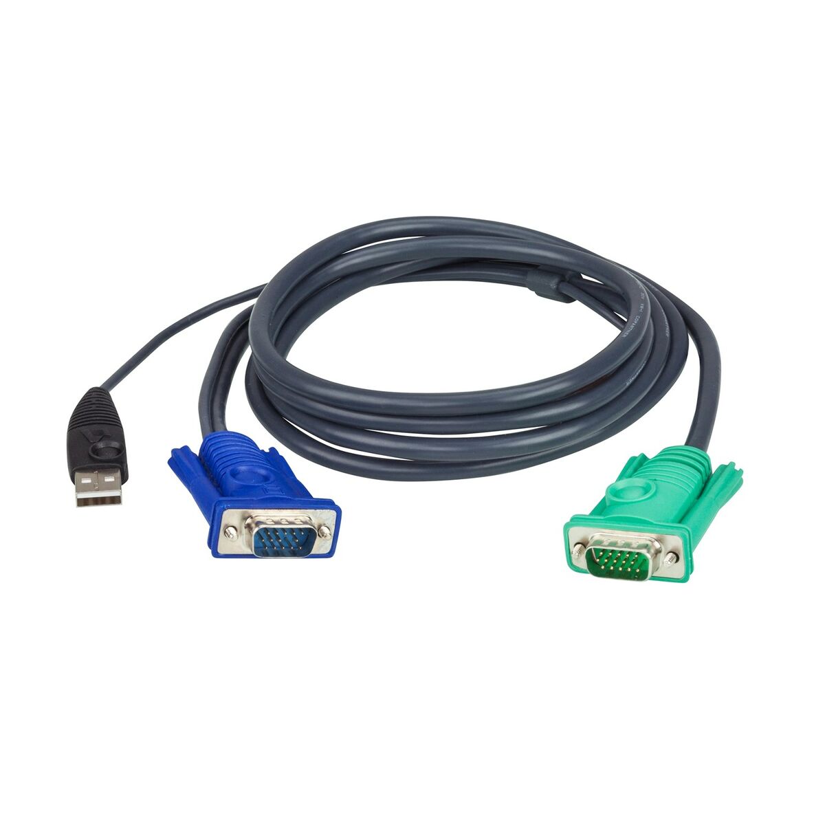 ATEN Câble KVM USB 5m avec SPHD 3 en 1 - 5 m - VGA - Noir - HDB-15 + USB A - SPHD-15 - Mâle