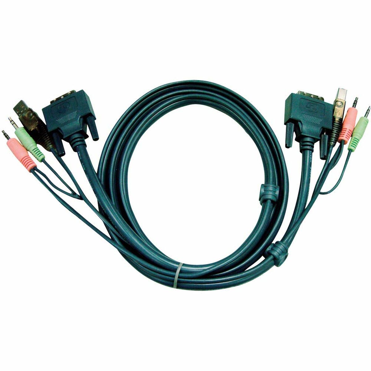 ATEN Câble KVM DVI-D USB Single Link 1,8m - 1,8 m - DVI-D - Noir - DVI-D - USB A - 2 x 3.5mm - DVI-D - USB B - 2 x 3.5mm - Mâle