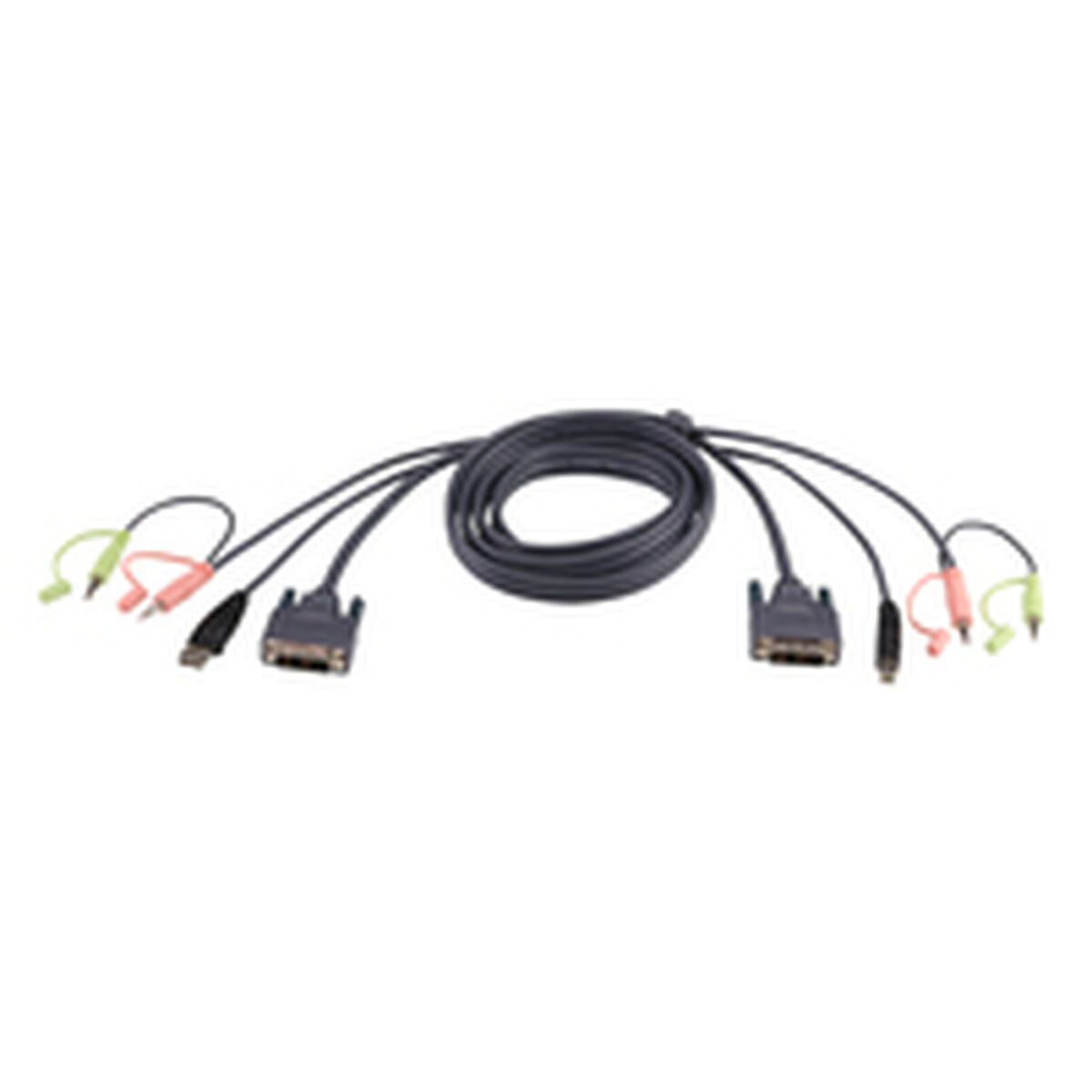 ATEN Câble KVM DVI-I USB Single Link 3m - 3 m - DVI-I - Noir - DVI-I - USB A - 2x3.5mm - DVI-I - USB B - 2x3.5mm - Mâle