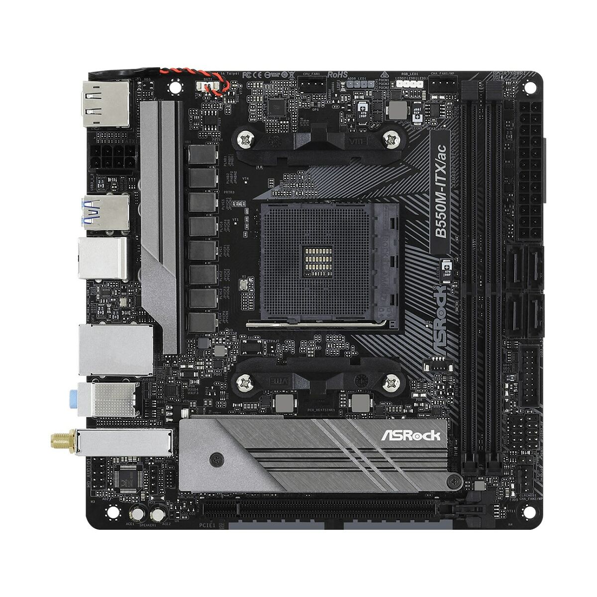 ASRock 90-MXBDH0-A0UAYZ Carte mere B550M ITX avec support AMD Ryzen et Wi-Fi 5