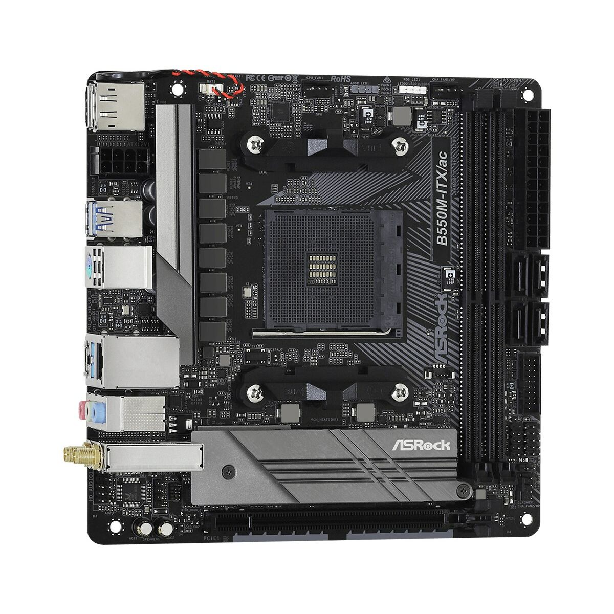 ASRock 90-MXBDH0-A0UAYZ Carte mere B550M ITX avec support AMD Ryzen et Wi-Fi 5
