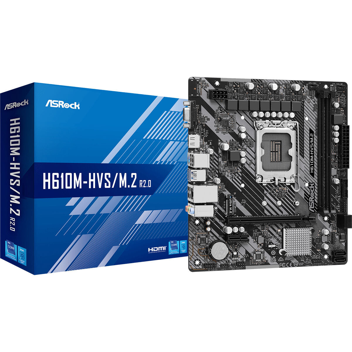 ASRock 90-MXBJJ0-A0UAYZ Carte mere H610M-HVS avec socket LGA 1700 et support DDR4