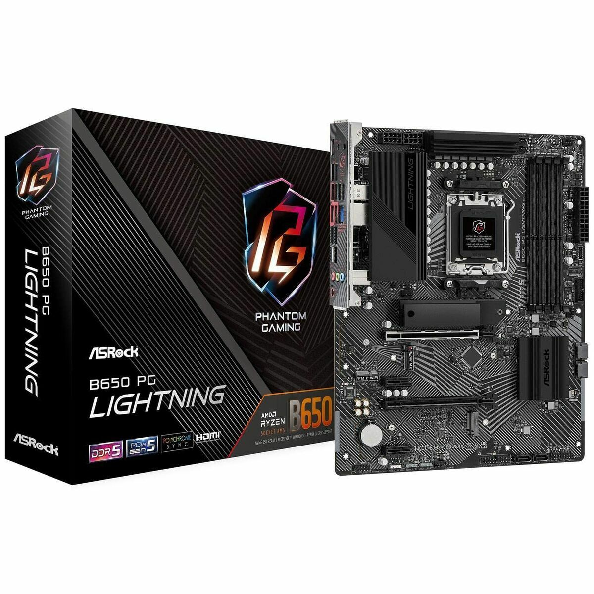 ASRock 90-MXBK20-A0UAYZ Carte mere B650 PG Lightning avec DDR5 et Wi-Fi 6E