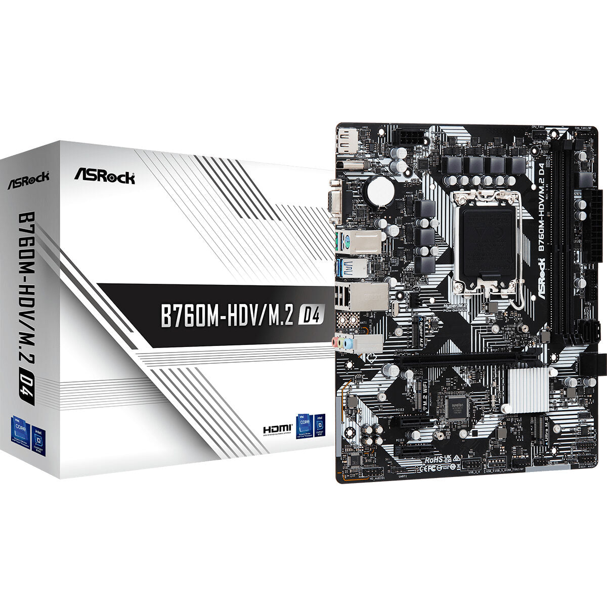 ASRock 90-MXBL40-A0UAYZ Carte mere B760M HDV Micro ATX avec support DDR4 et M.2