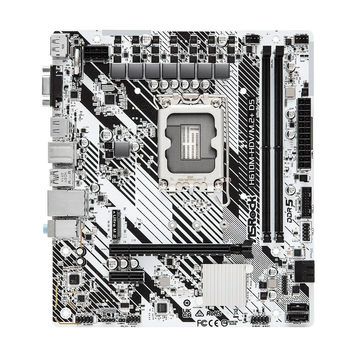 ASRock 90-MXBM50-A0UAYZ Carte mere H610M HDV Micro ATX avec support DDR5