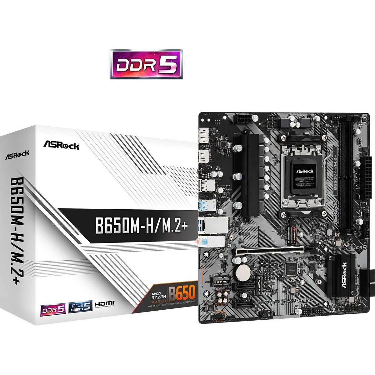 Asrock B650M-H/M.2+ AMD B650 Emplacement AM5 micro ATX