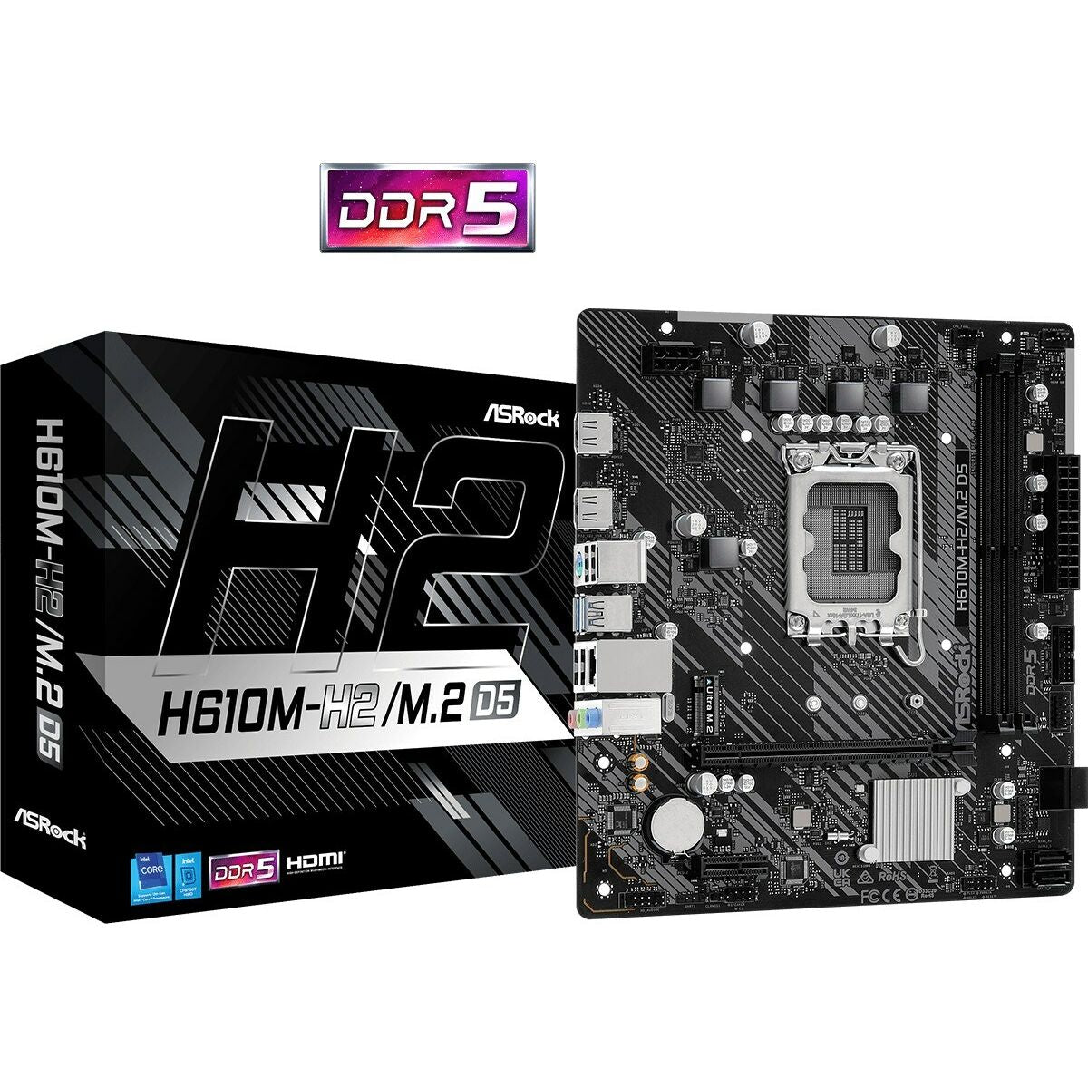 ASRock 90-MXBML0-A0UAYZ Carte mere H610M Micro ATX avec support DDR5 et M.2