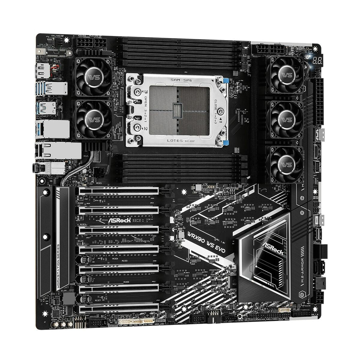 ASRock WRX90 WS EVO, 1xSKT LGA4844, AMD Threadripper PRO 9000, WRX90, SATA, NVMe, 2xM.2, 2x10GbE, IPMI