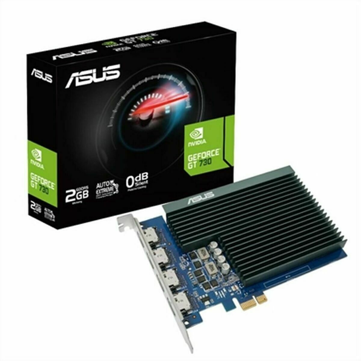 ASUS GT730-4H-SL-2GD5 2Go GDDR5 Memory PCIe 2.0 4xHDMI Ports Single-slot Design Passive Cooling