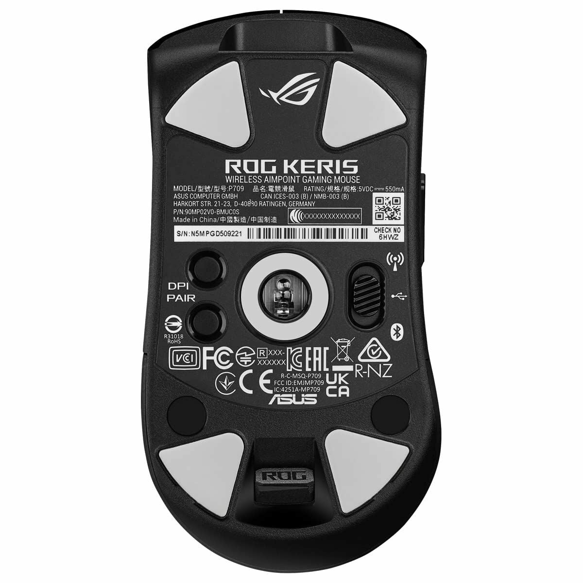 ASUS ROG Keris Wireless AimPoint souris Gaming Droitier RF Wireless + Bluetooth + USB Type-C Optique 36000 DPI