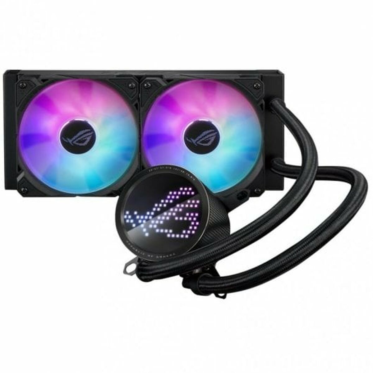 ASUS ROG RYUO III 240 ARGB all-in-one CPU liquid cooler with Asetek 8th gen pump solution and Anime Matrix LED Display