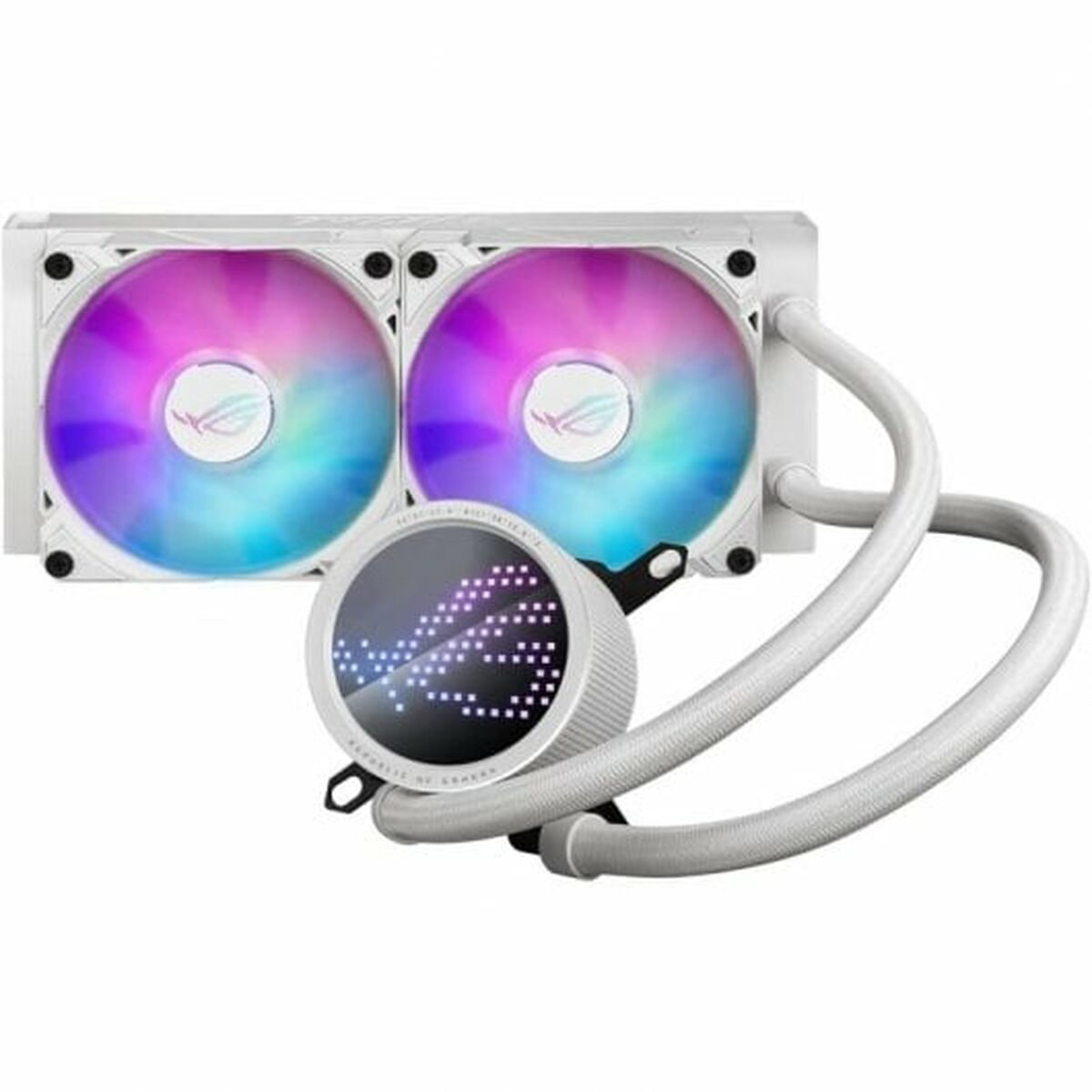 ASUS ROG RYUO III 240 ARGB white edition all-in-one CPU liquid cooler with Asetek 8th gen pump solution and Anime Matrix LED Display