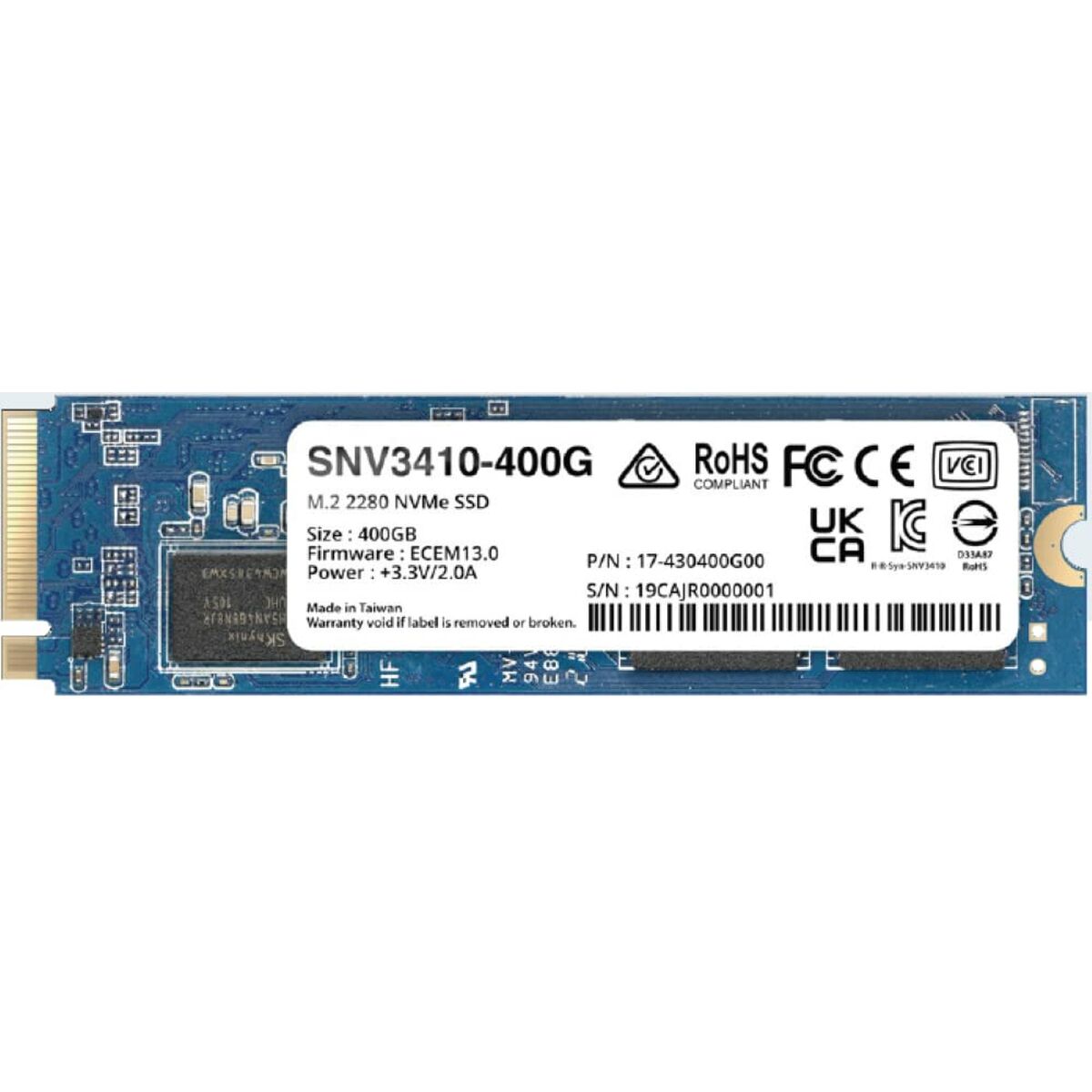 SYNOLOGY SNV3410 400Go M.2 NVMe SSD PCIe 3.0 x4 3000Mo/s read 750Mo/s write