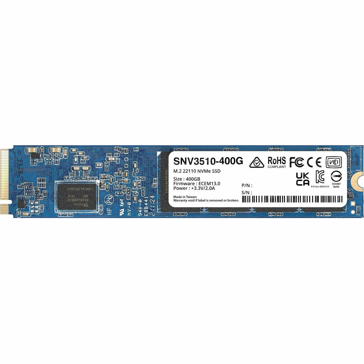 SYNOLOGY SNV3510 400Go M.2 NVMe SSD PCIe 3.0 x4 3000Mo/s read 750Mo/s write