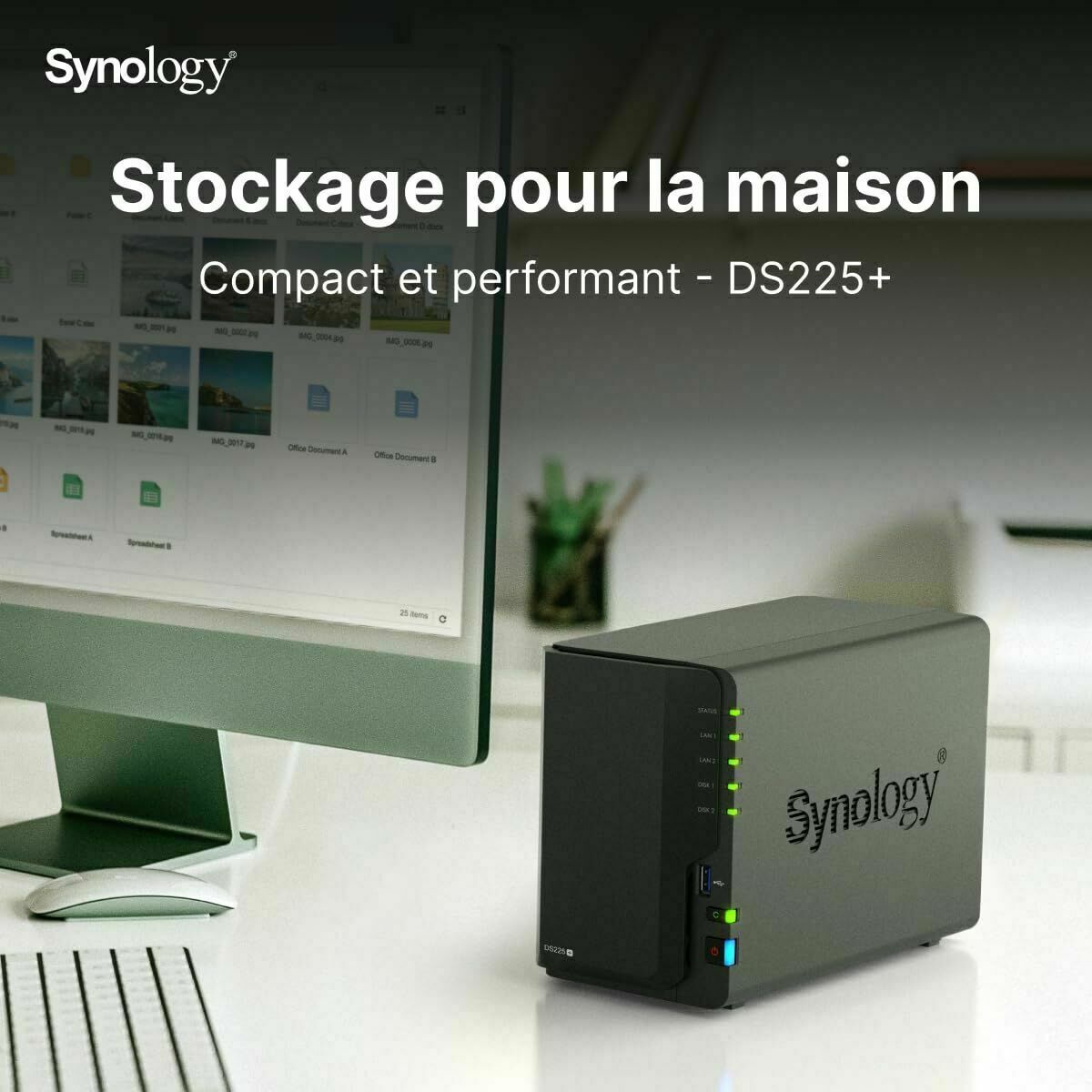 SYNOLOGY NAS avancé à 2 baies pour les utilisateurs domestiques - Stockage de fichiers/Sauvegarde - Port réseau 2.5Gbit/s