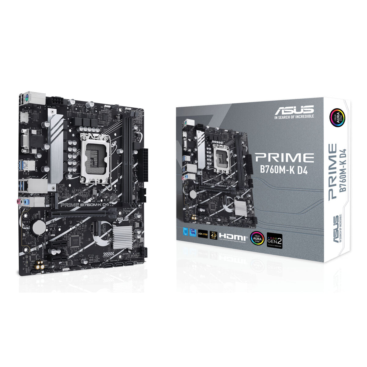ASUS PRIME B760M-K D4 LGA1700 microATX MB 2xDDR4 4xSATA 2xM.2 1xD-Sub 1xHDMI 2.0