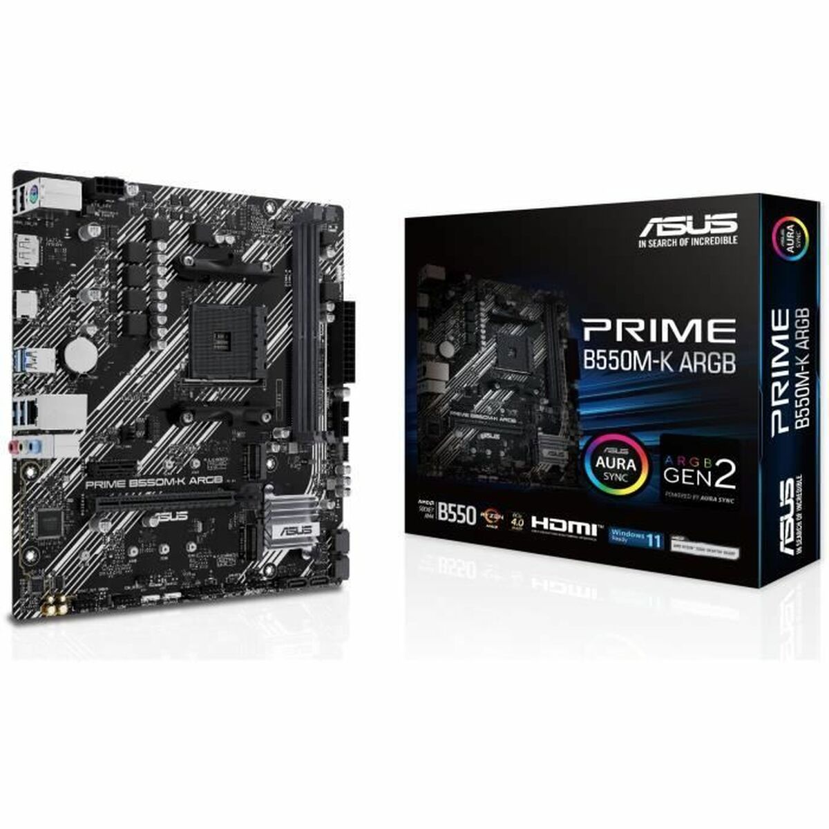 ASUS PRIME B550M-K ARGB AM4 2DDR4 microATX 4xSATA MB 1xHDMI 2.1 1xDP 1.4 2xM.2
