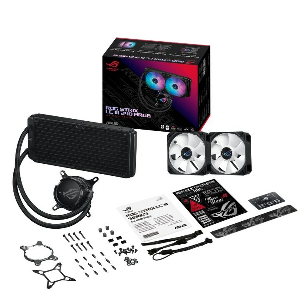 ASUS ROG Strix LC III 240 ARGB all-in-one CPU liquid cooler with 360 rotatable water block Premium ROG ARGB fans