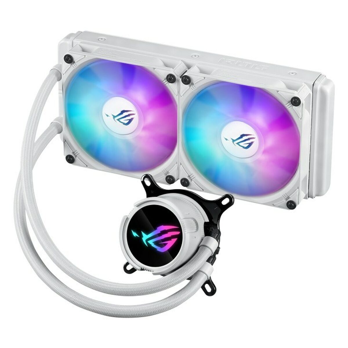 ASUS ROG Strix LC III 240 ARGB WHT all-in-one CPU liquid cooler with 360 rotatable water block Premium ROG ARGB fans