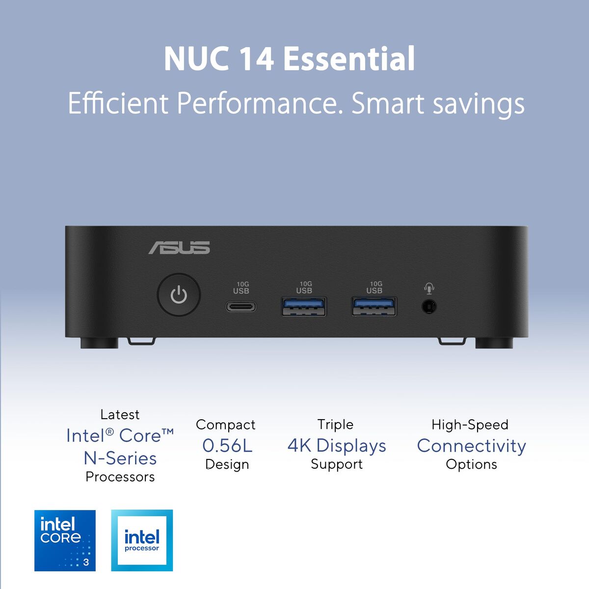ASUS RNUC14MNK9700002 Barebone Essential Intel N97 Kit L6 EU cord