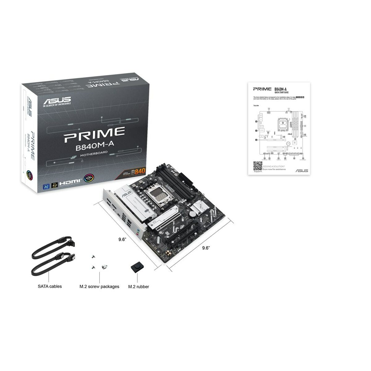 ASUS PRIME B840M-A-CSM AM5 DDR5 micro ATX MB 1xHDMI 2xDP 3xM.2 4xSATA