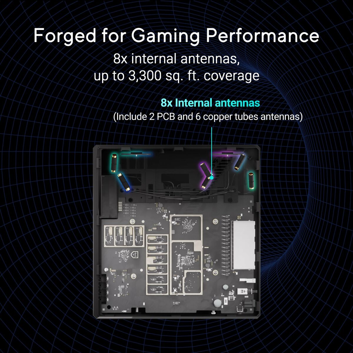 ASUS ROG Strix GS-BE18000 WiFi 7 Tri-band Router 18000 Mbps 8x 2.5G Ports 3.300 sq. ft. Coverage 2.0GHz Quad-core CPU
