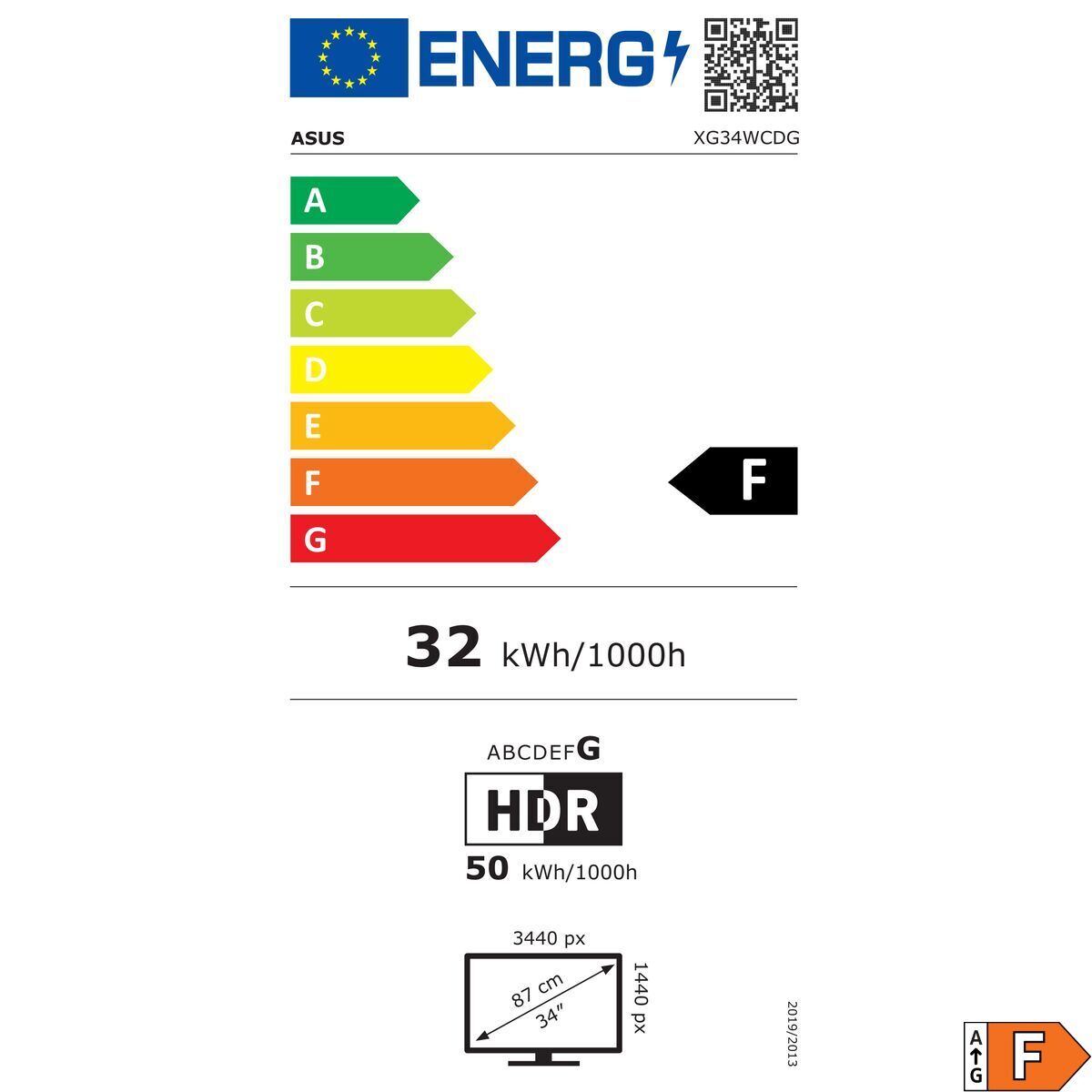 "ASUS ROG Strix OLED XG34WCDG écran plat de PC 86,4 cm (34"") 3440 x 1440 pixels UltraWide Quad HD QD-OLED Noir"
