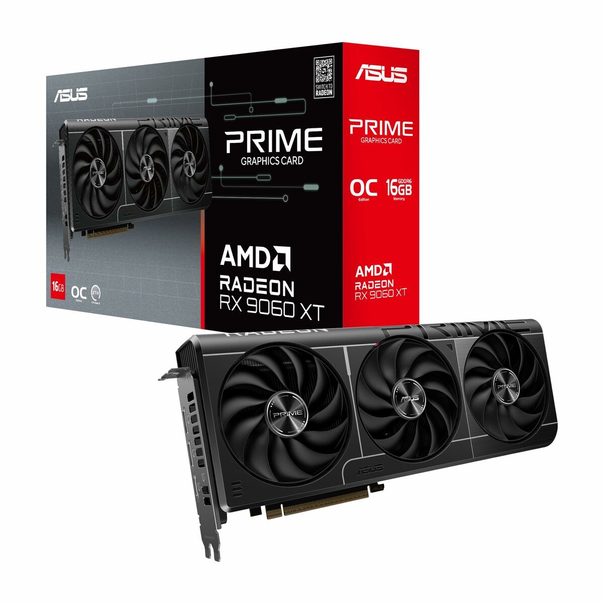 ASUS Prime Radeon RX 9060 XT OC Edition 16Go GDDR6 Graphics Card PCIe 5.0 HDMI 2.1b DisplayPort 2.1a