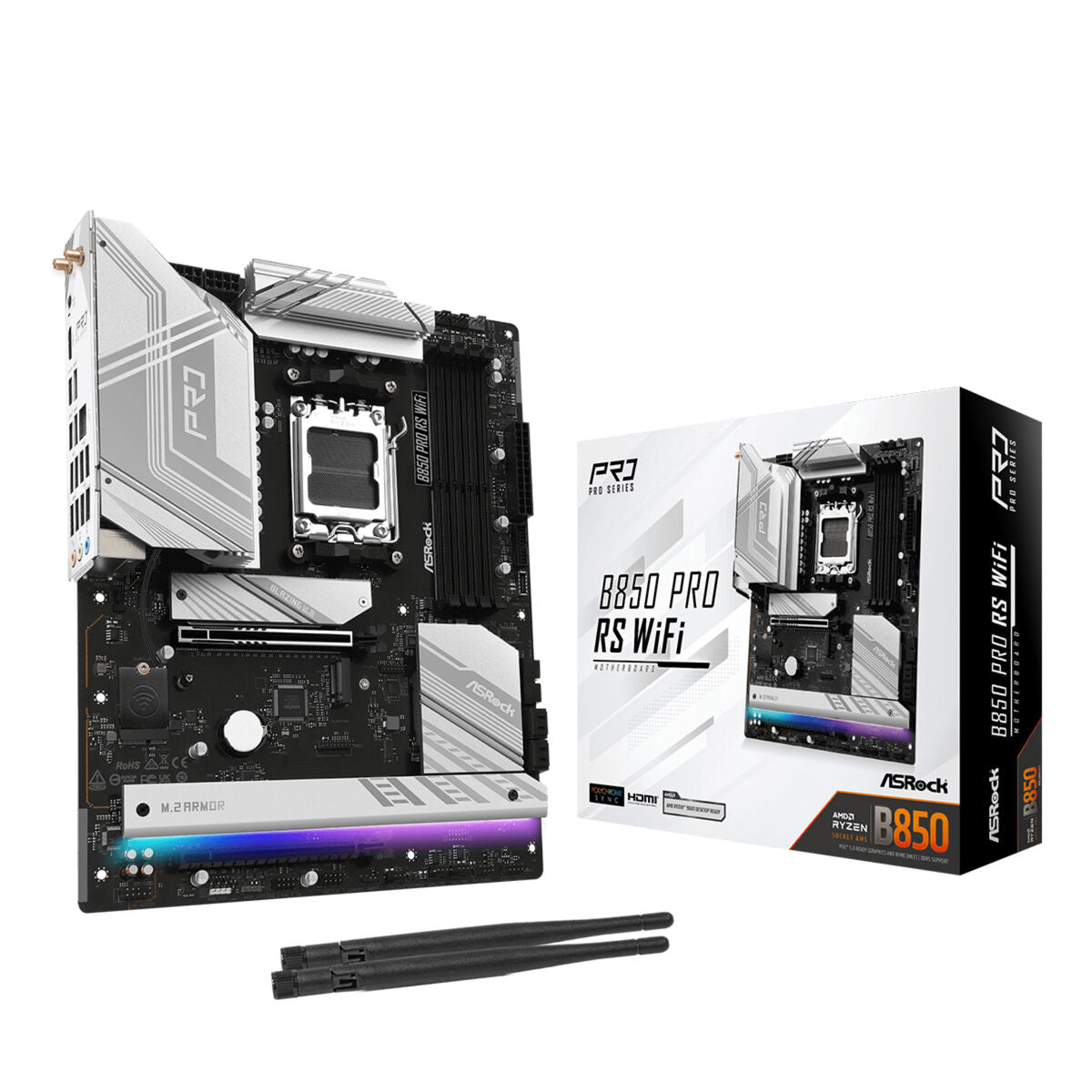 ASRock 90-MXBQL-A0UAYZ Carte mere B850 Pro RS WiFi ATX avec DDR5 et Ethernet 2.5Gb