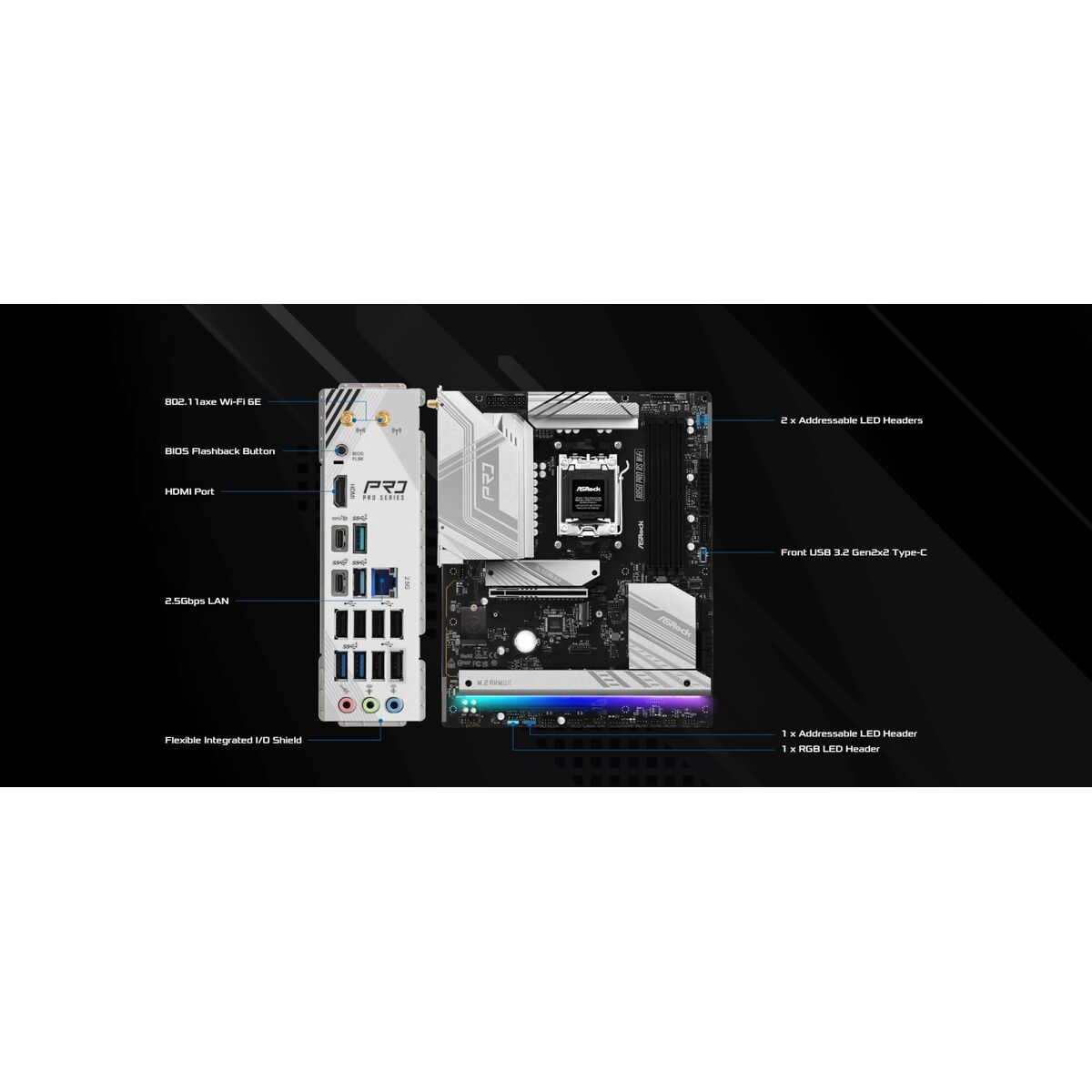 ASRock 90-MXBQL-A0UAYZ Carte mere B850 Pro RS WiFi ATX avec DDR5 et Ethernet 2.5Gb