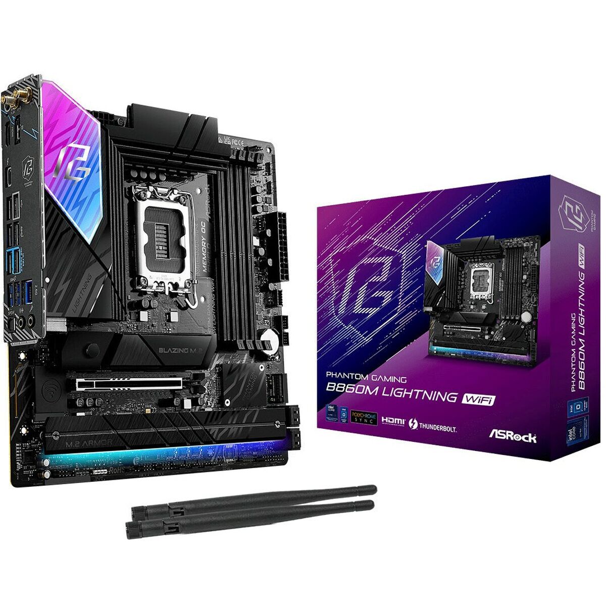Asrock B860M Lightning WiFi Intel B860 LGA 1851 (Socket V1) micro ATX