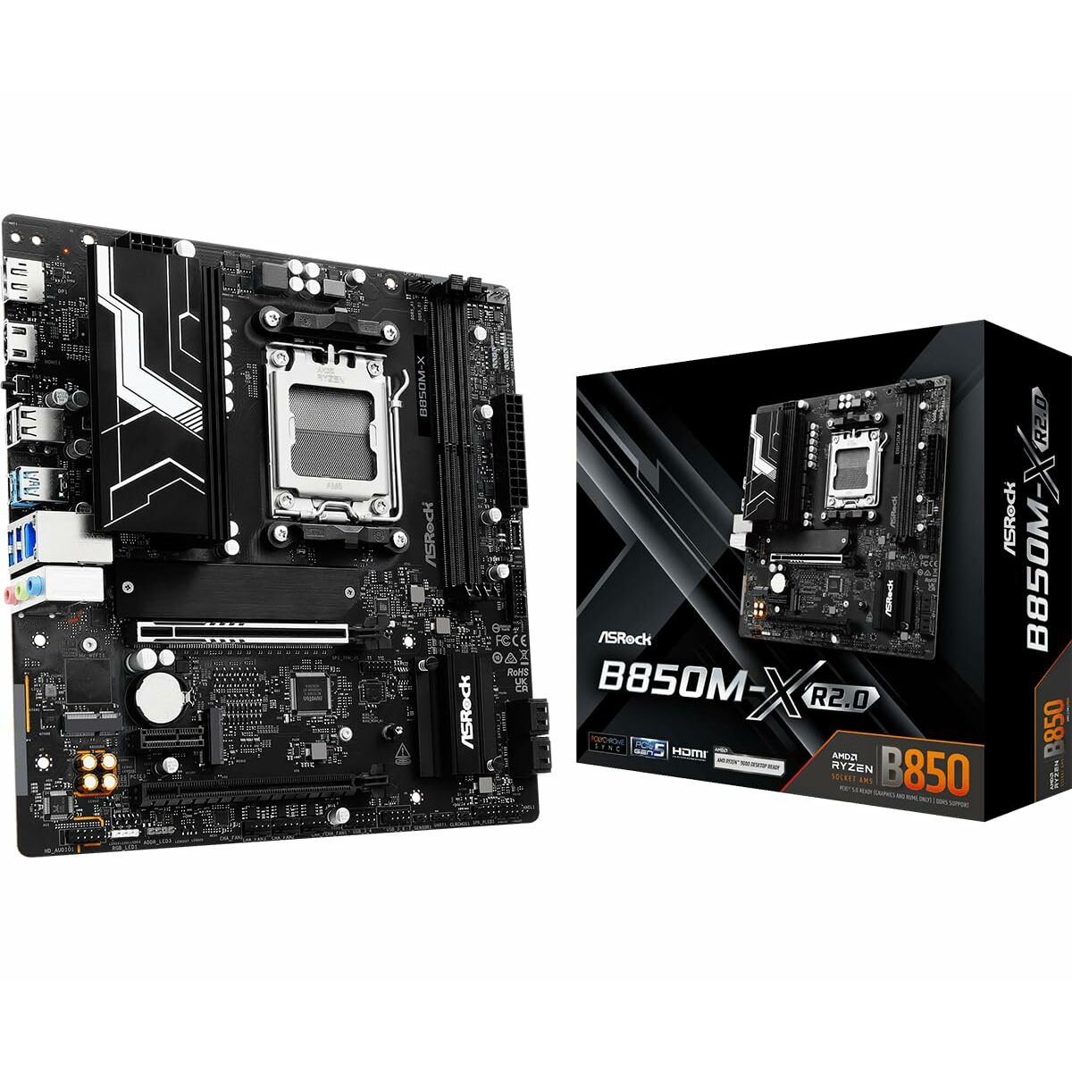 ASRock 90-MXBSG0-A0UAYZ B850M-X R2.0 Carte mere Micro ATX avec DDR5 et Ethernet 2.5 Gigabit
