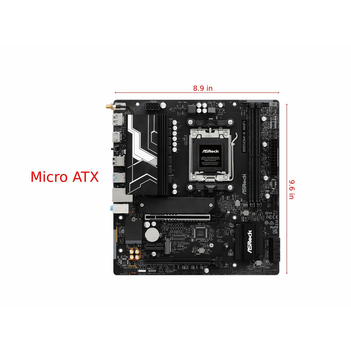 ASRock 90-MXBSG0-A0UAYZ B850M-X R2.0 Carte mere Micro ATX avec DDR5 et Ethernet 2.5 Gigabit
