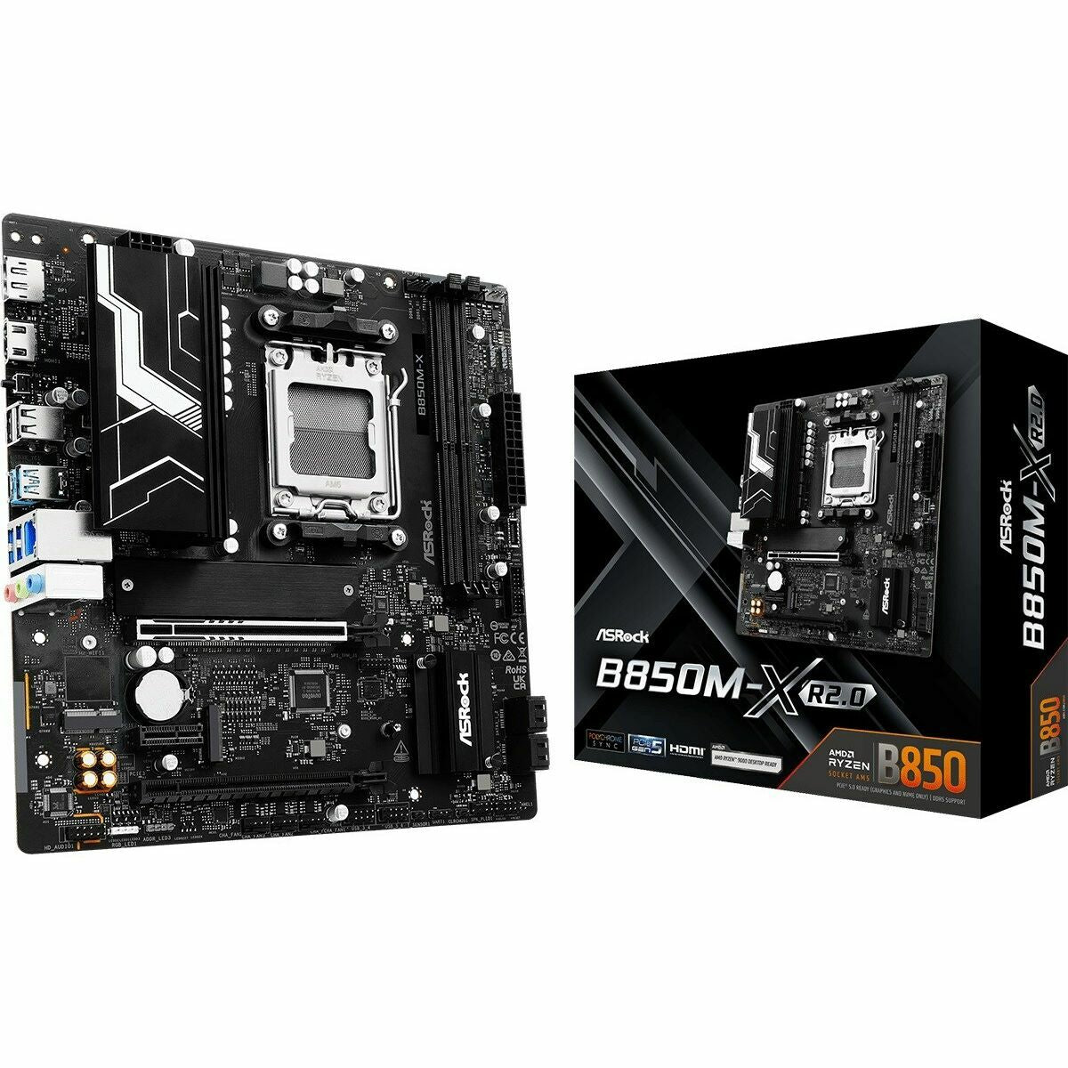 ASRock 90-MXBSG0-A0UAYZ B850M-X R2.0 Carte mere Micro ATX avec DDR5 et Ethernet 2.5 Gigabit