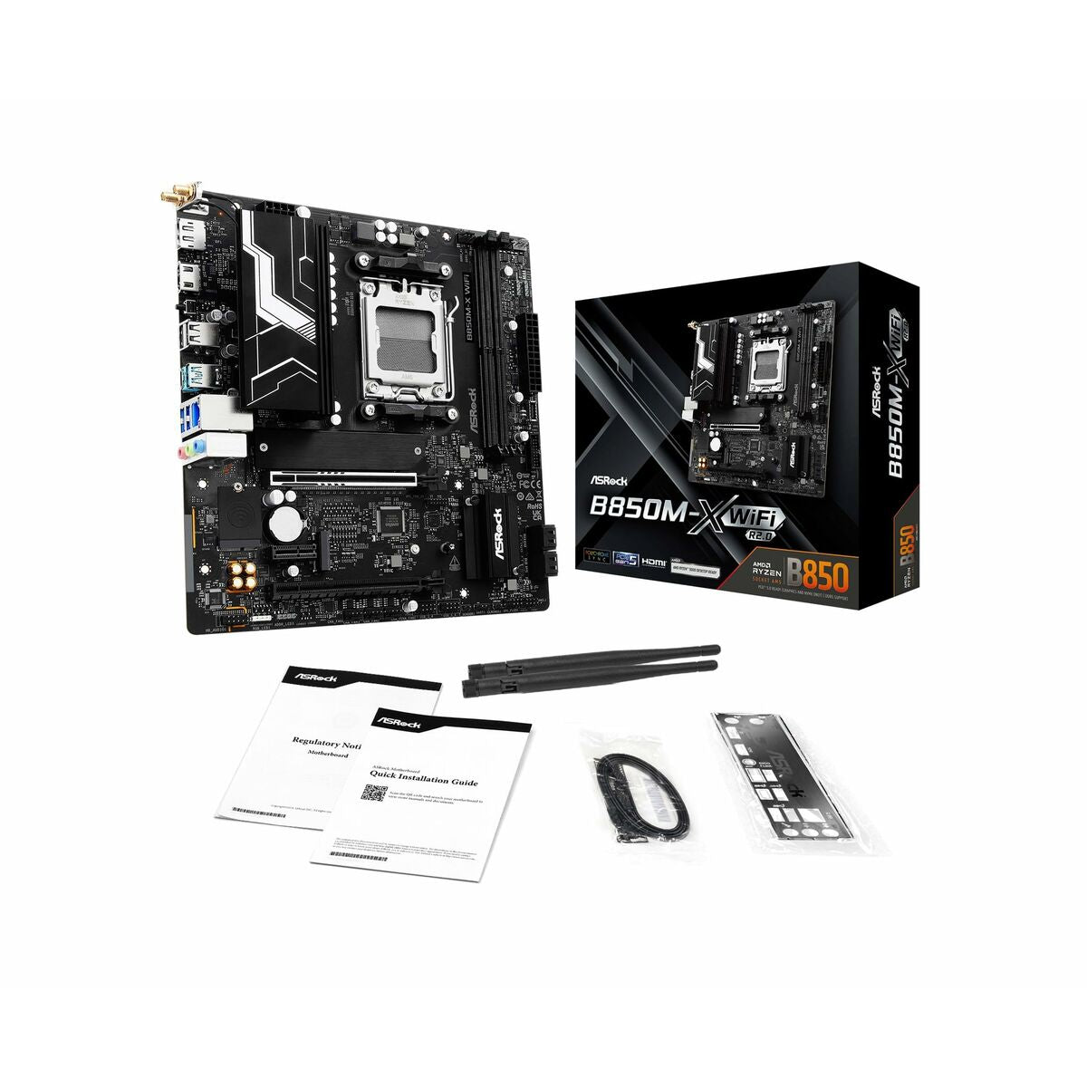 ASRock B850M-X WIFI R2.0 Carte mere Micro ATX avec Wi-Fi 6E et support DDR5