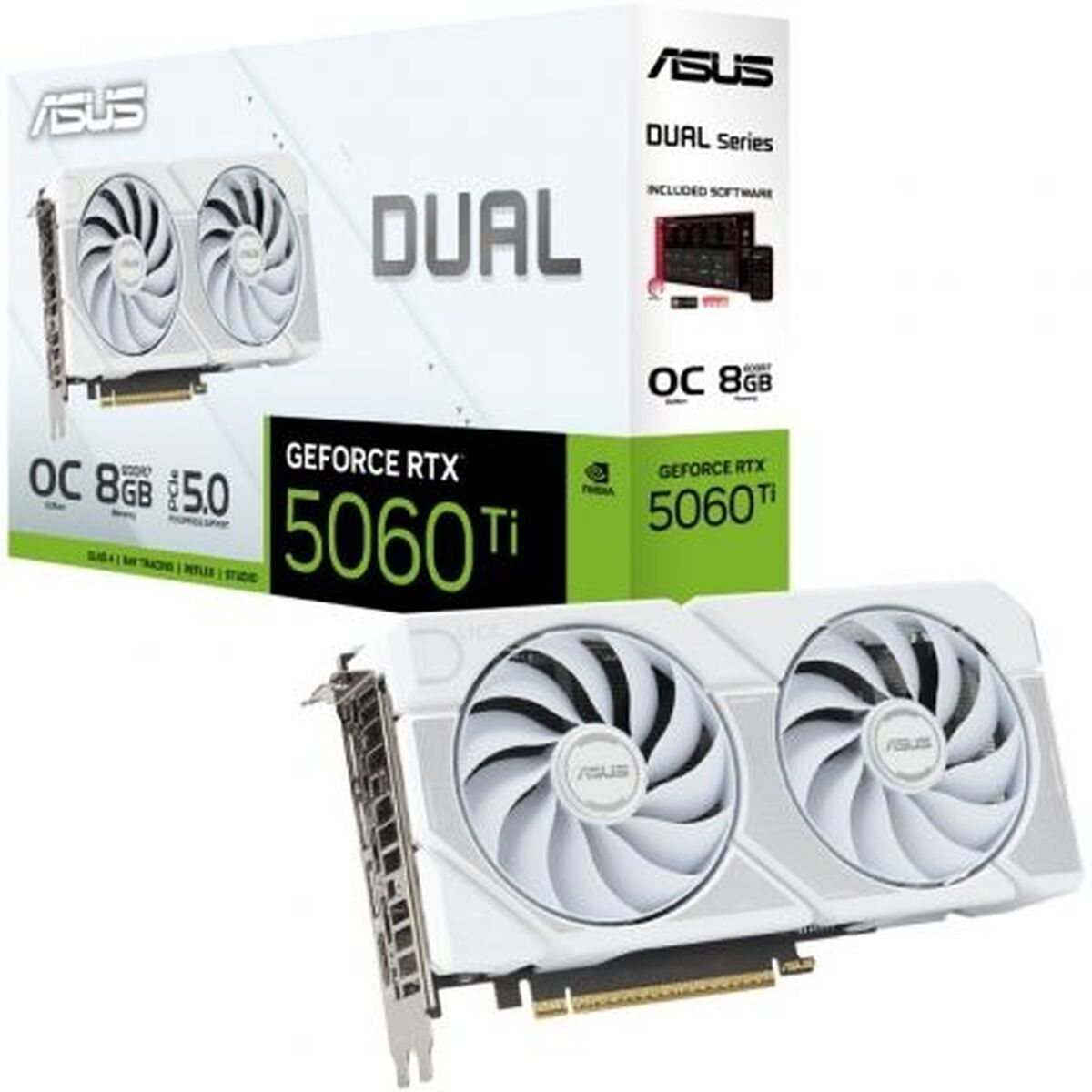 ASUS Dual GeForce RTX 5060 Ti 8Go GDDR7 White OC Edition PCIe 5.0 DLSS 4 HDMI 2.1b DisplayPort 2.1b