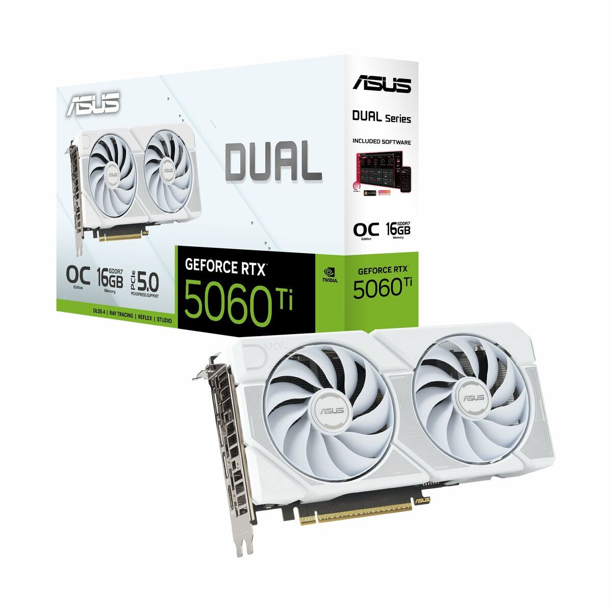 ASUS Dual GeForce RTX 5060 Ti 16Go GDDR7 White OC Edition PCIe 5.0 DLSS 4 HDMI 2.1b DisplayPort 2.1b