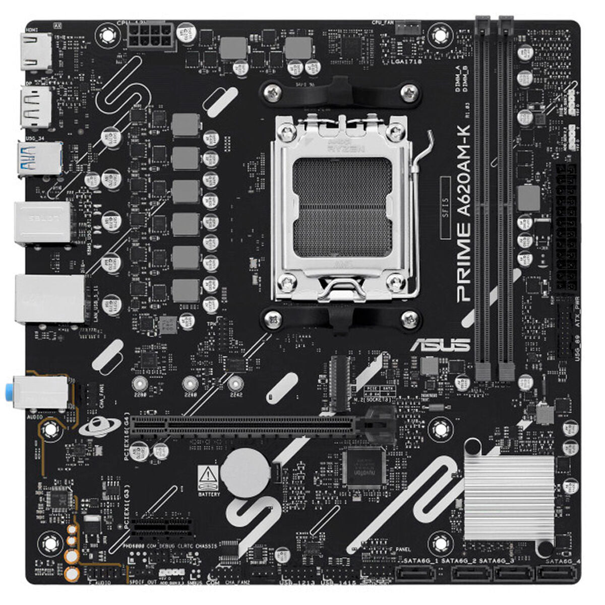 ASUS AMD A620A mATX motherboard 2xDDR5 1xHDMI 2.1 1xDP 1.4 1xM.2 4xSATA