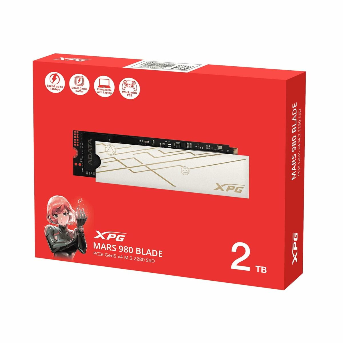 ADATA SMAR-980B-2TCS disque SSD interne 2 To M.2 PCI Express 5.0 NVMe 3D NAND
