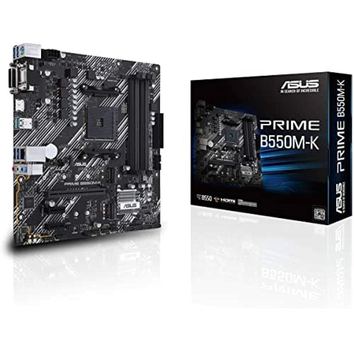 ASUS PRIME B550M-K mATX MB dual M.2 PCIe 4.0 1Gb Ethernet HDMI/D-Sub/DVI SATA 6Gbps USB3.2 Gen 2 Type-A