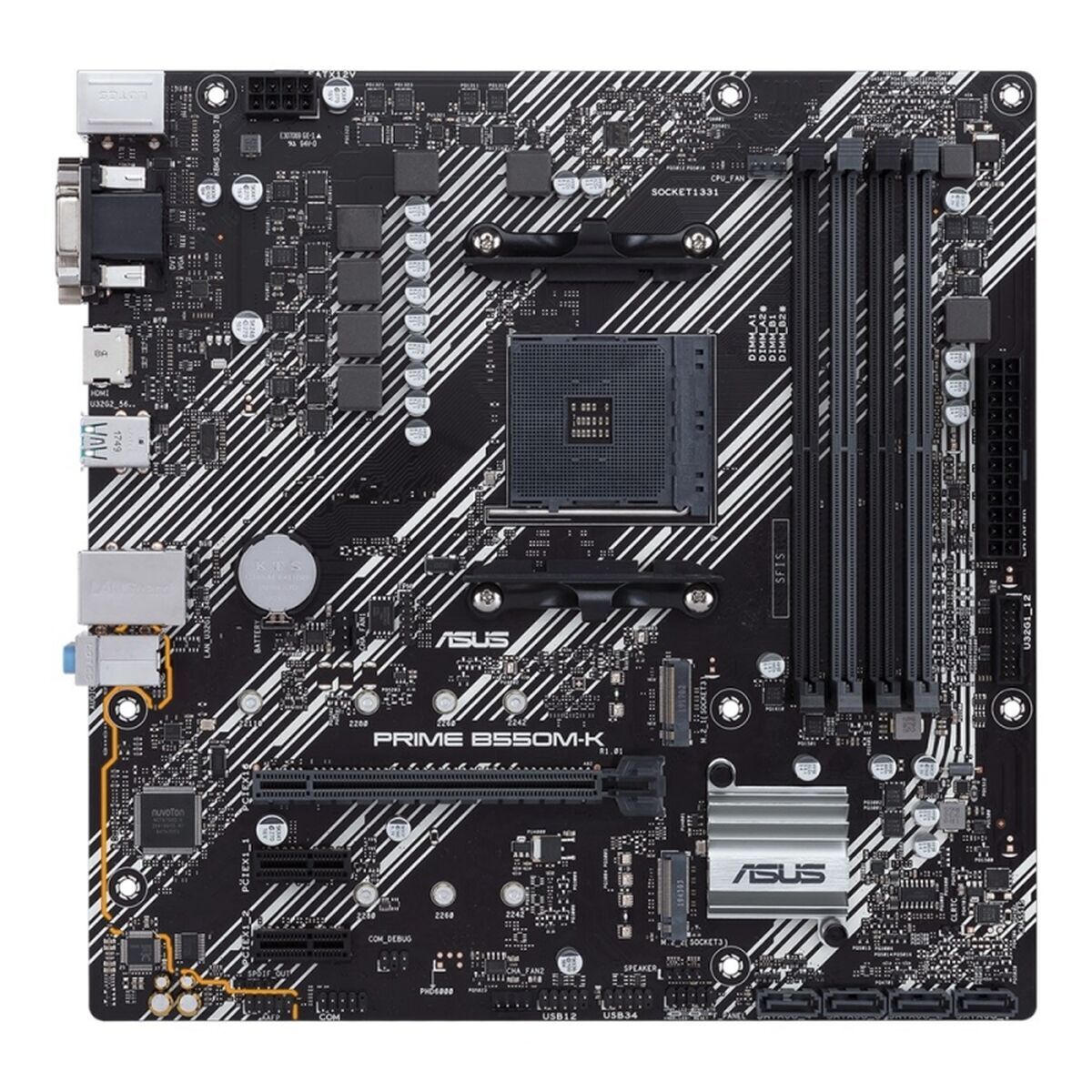 ASUS PRIME B550M-K mATX MB dual M.2 PCIe 4.0 1Gb Ethernet HDMI/D-Sub/DVI SATA 6Gbps USB3.2 Gen 2 Type-A