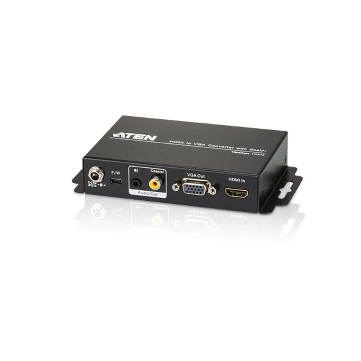 "ATEN Convertisseur HDMI-VGA avec convertisseur de format d’image - Convertisseur vidéo scaler - Noir - Métal - 1920 x 1200 pixels - 800 x 600,1024 x 768,1280 x "