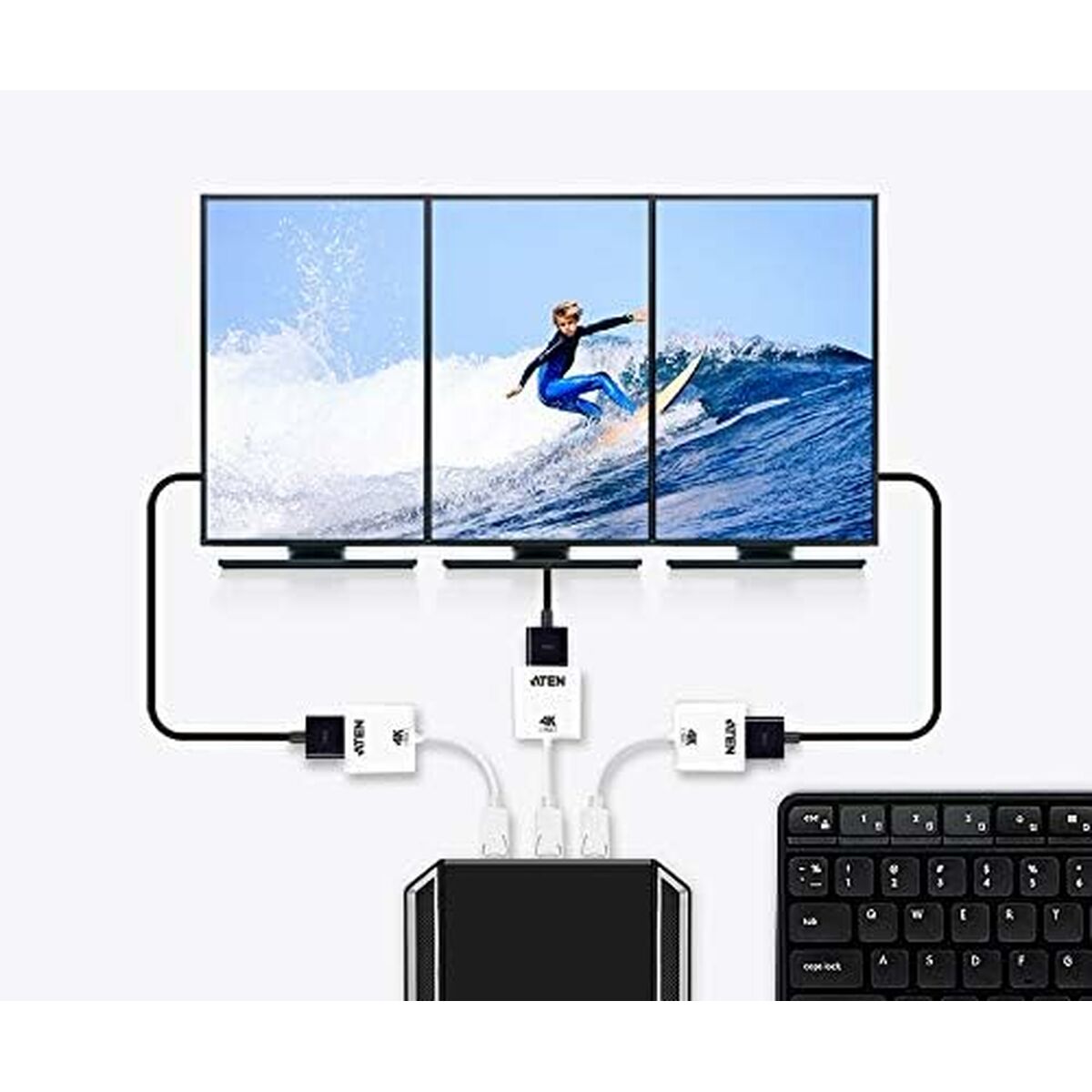 ATEN VC986B-AT câble vidéo et adaptateur Blanc
