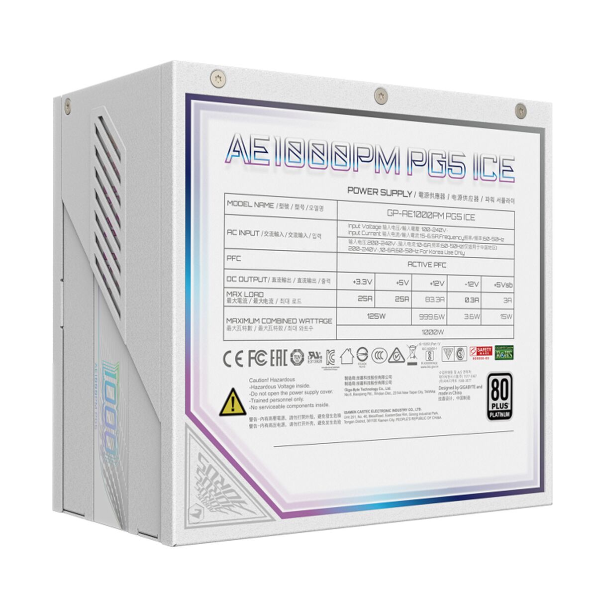 GIGABYTE AORUS ELITE P1000W ICE unité d'alimentation d'énergie 1000 W 20+4 pin ATX Blanc