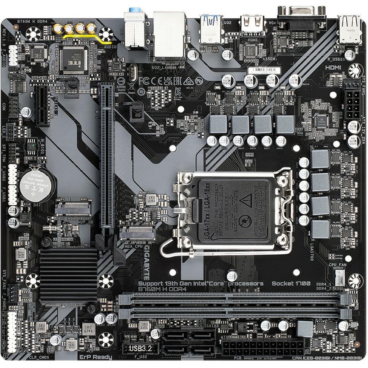 GIGABYTE B760M H DDR4 carte mere Intel B760 Express LGA 1700 micro ATX