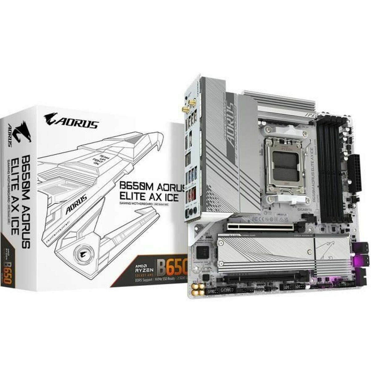 GIGABYTE B650M AORUS ELITE AX ICE carte mere AMD B650 Emplacement AM5 micro ATX