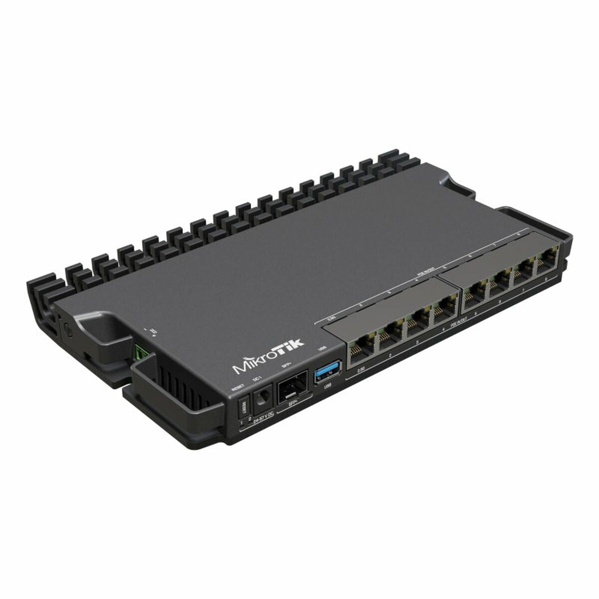 Mikrotik RouterBORD 5009UPr+S+IN with Marvell Armada ARMv8 CPU (4-cores, 1.4GHz per core), 1GB of DDR4 RAM, 1GB NAND storage, 1x 2.5Gbit LAN (802.3af/at PoE-out