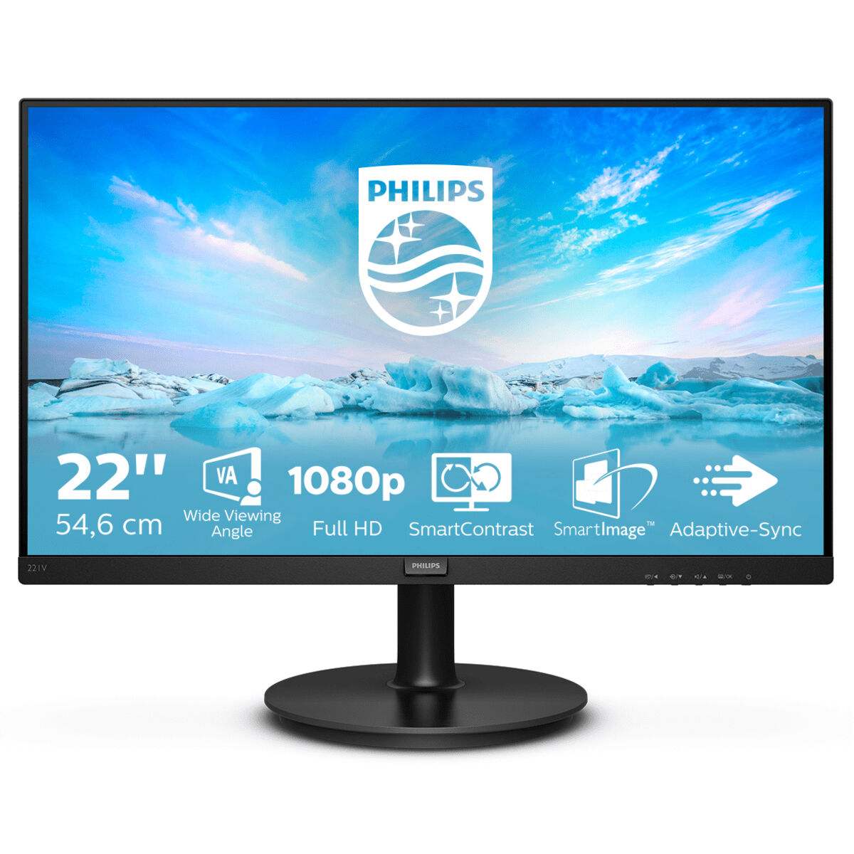 PHILIPS 221V8/00 Ã‰cran LED - 22''- 1920 x 1080 Full HD (1080p) @ 75 Hz - VA - 200 cd/mÂ² - 4000:1 - 4 ms - HDMI, VGA