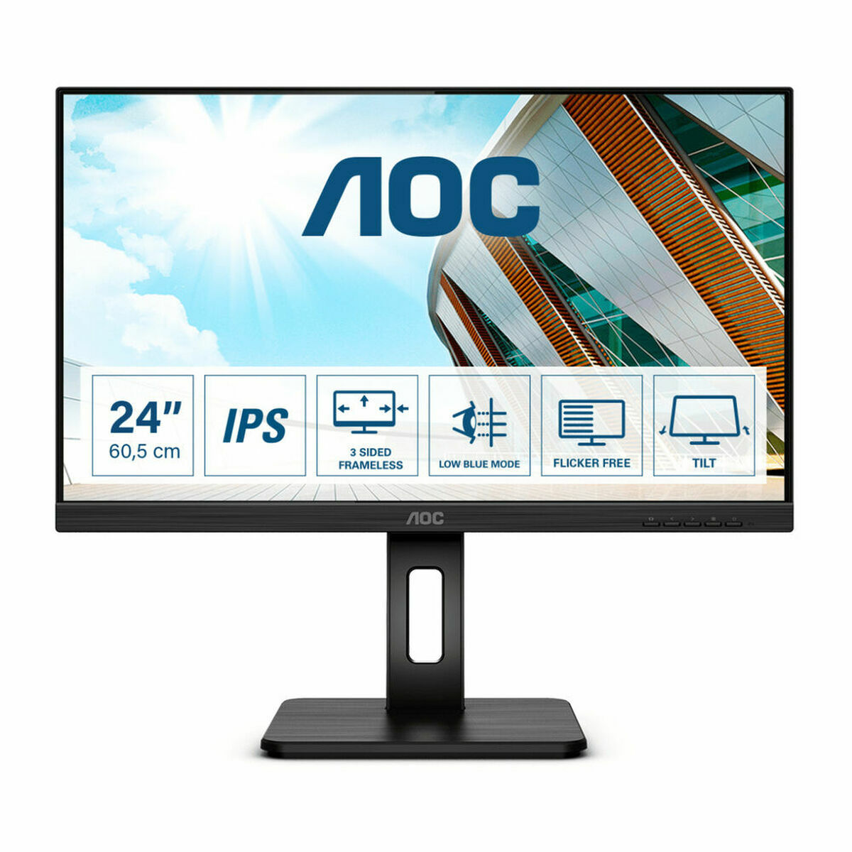 AOC Q24P2Q 23.8p 2560x1440 QHD IPS 250cd/m2 1000:1 4ms HDMI VGA DisplayPort haut-parleurs noir