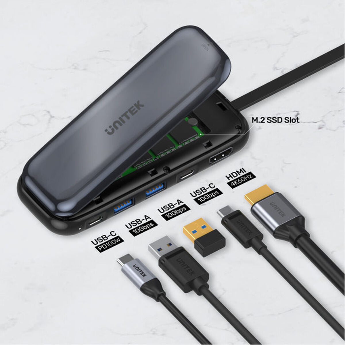 Boîtier SSD M.2  NVMe Docking HDMI + 2xUSB-A + PD100W